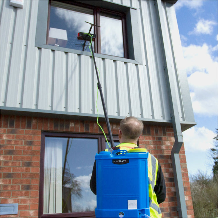 20ft Telescopic Water Fed Pole & Backpack, Window Cleaning Brush, Extendable Window Washer