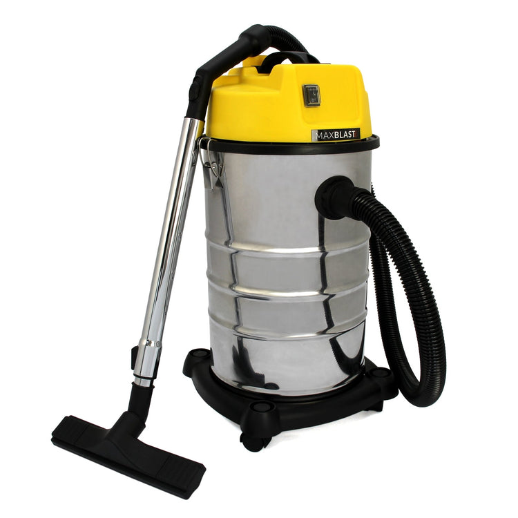 1400W Industrial Wet Dry Vacuum Cleaner, 30L Stainless Steel with Attachments