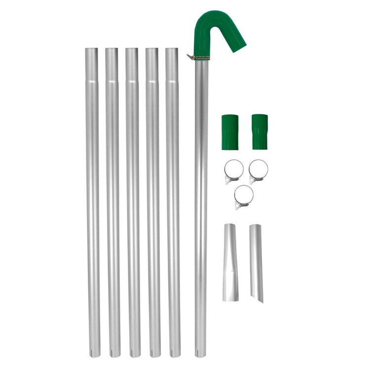 24ft Gutter Vacuum Pole Kit, Drain Pipe Sucker Cleaning System, Aluminium 51mm Diameter, Extendable 1.2m-7.2m, Hoover with Silicone Hose & U Bend Adaptor