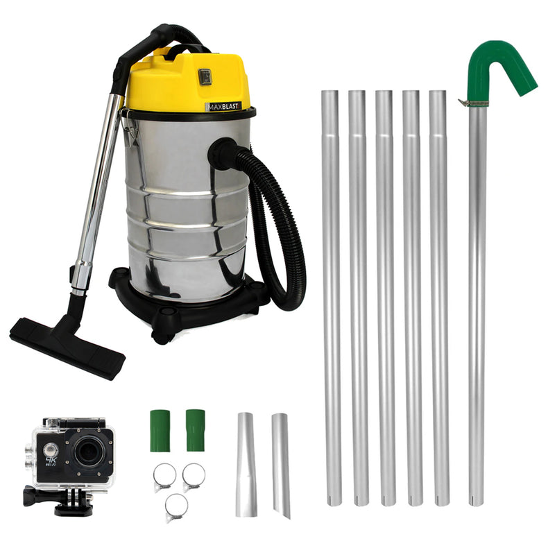 30L Wet & Dry Vacuum, Gutter Vacuum Poles & Camera