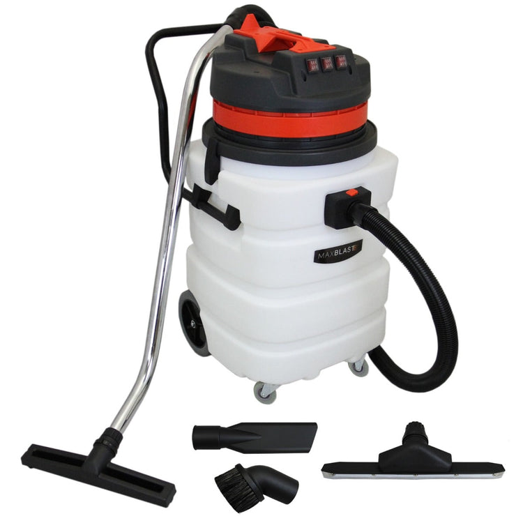 3000W Industrial Wet Dry Vacuum Cleaner with 90L Capacity & Stainless Steel Attachments