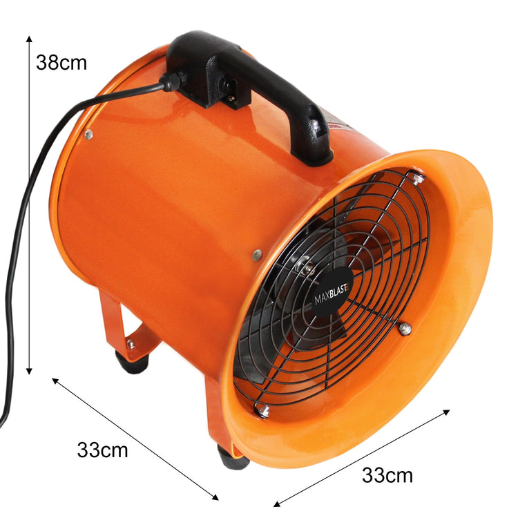Industrial 250mm Portable Dust Extractor Ventilation Fan, 6m PVC Duct Hose, Workshop Fume Air Blower Ventilator