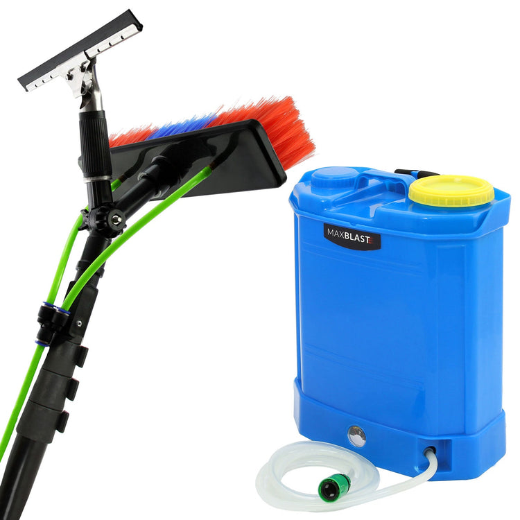 24ft Telescopic Window Cleaning Brush, Water Fed Pole & Backpack, Extendable Window Washer
