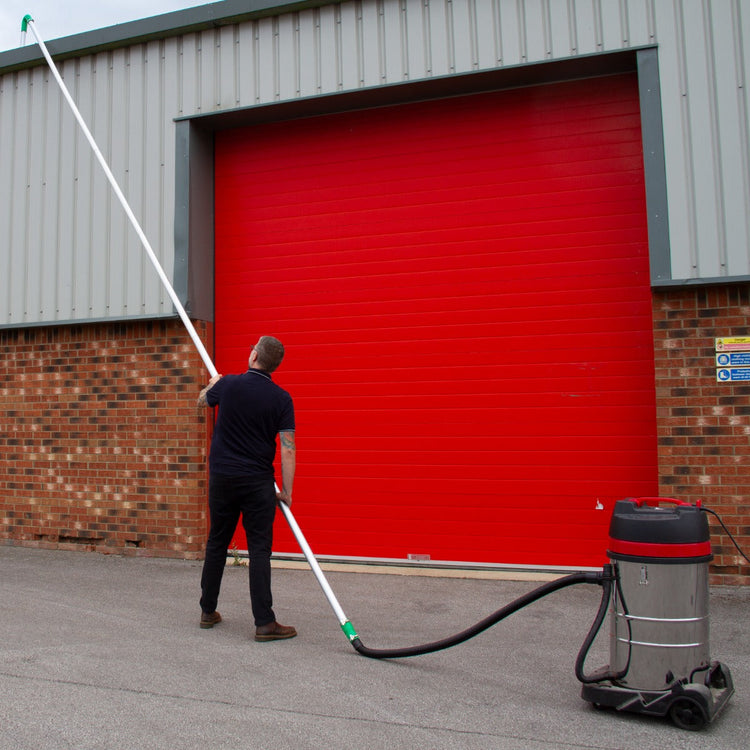 24ft Gutter Vacuum Pole Kit, Drain Pipe Sucker Cleaning System, Aluminium 51mm Diameter, Extendable 1.2m-7.2m, Hoover with Silicone Hose & U Bend Adaptor
