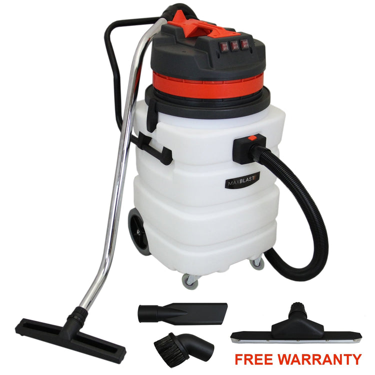 3000W Industrial Wet Dry Vacuum Cleaner with 90L Capacity & Stainless Steel Attachments