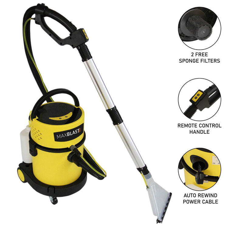 3 in 1 Carpet Washer Valeting Shampoo Machine, Wet/Dry Vacuum Cleaner, 1200W 20L Dirt Blower, 4.3m Auto Rewind Cable, HEPA Filter